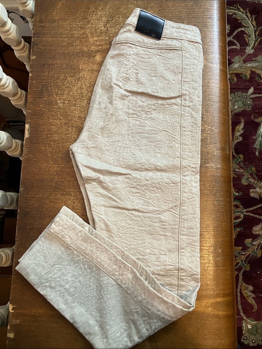 Tristan Slim Textured Cream Skinny Jeans